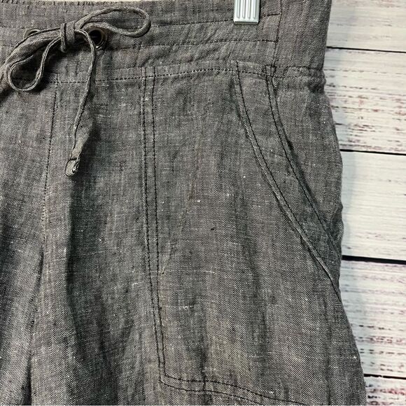 ATHLETA 100% LINEN ANKLE CROP CAPRI PANTS WOMEN’S SIZE 0 GRAY HEATHERED POCKETS - Picture 6 of 16